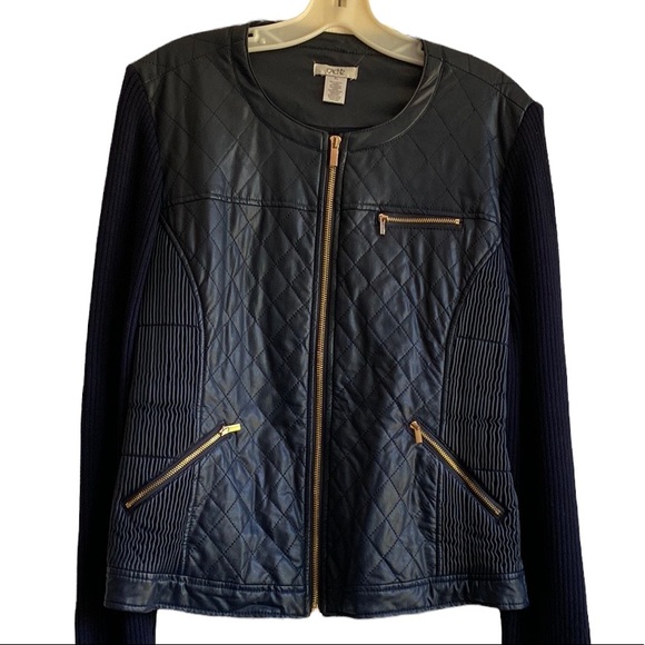 Cache faux leather front Moto jacket with gold colored zippers. Size XL - Picture 11 of 15